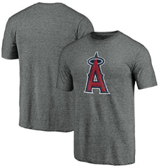 Los Angeles Angels Weathered Official Logo Tri-Blend T-Shirt - Heather Gray