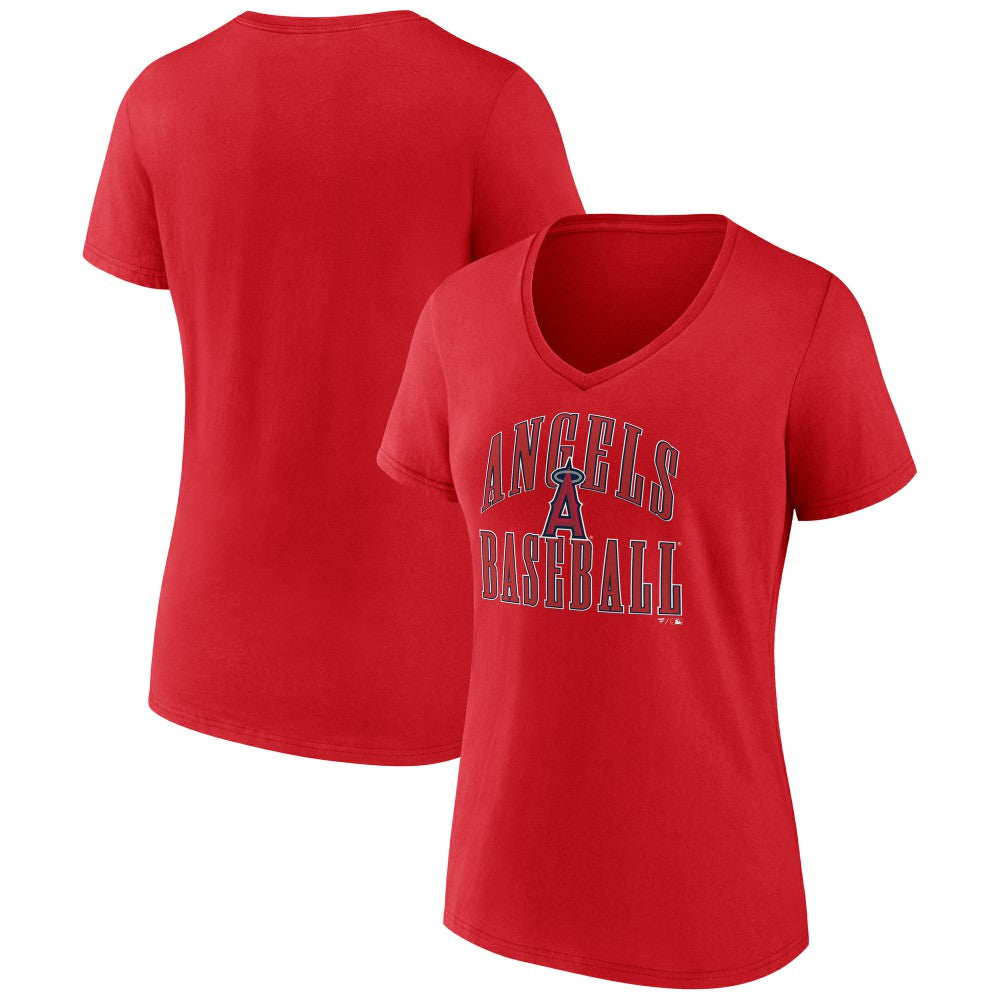 Los Angeles Angels Women's Victory Script V-Neck T-Shirt - Red