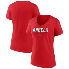 Los Angeles Angels Women's Primary Play V-Neck T-Shirt - Red