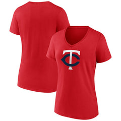 Minnesota Twins Women's Official Logo V-Neck T-Shirt - Red