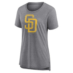 San Diego Padres Women's Weathered Official Logo Tri-Blend T-Shirt - Gray