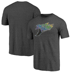 Tampa Bay Rays Cooperstown Official Logo Tri-Blend T-Shirt - Charcoal