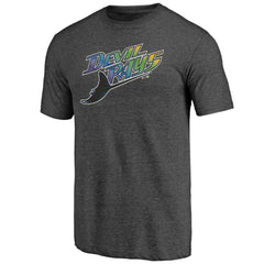 Tampa Bay Rays Cooperstown Official Logo Tri-Blend T-Shirt - Charcoal