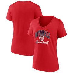 Washington Nationals Women's Victory Script V-Neck T-Shirt - Red