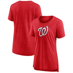Washington Nationals Women's Weathered Official Logo Tri-Blend T-Shirt - Red