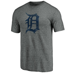 Detroit Tigers Weathered Official Logo Tri-Blend T-Shirt - Heather Gray