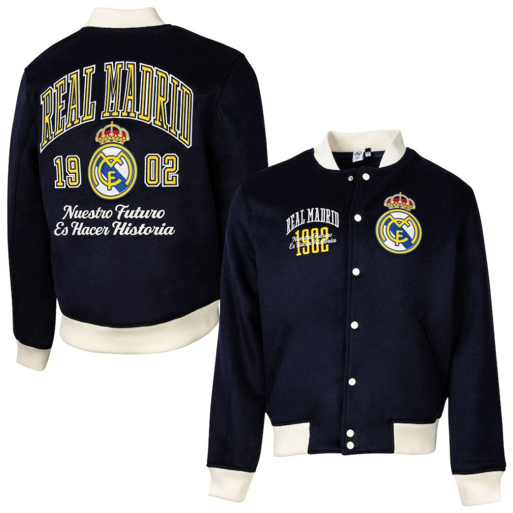 Real Madrid Sport Design Sweden Free Kick Wool Varsity Jacket / Soccer On sale