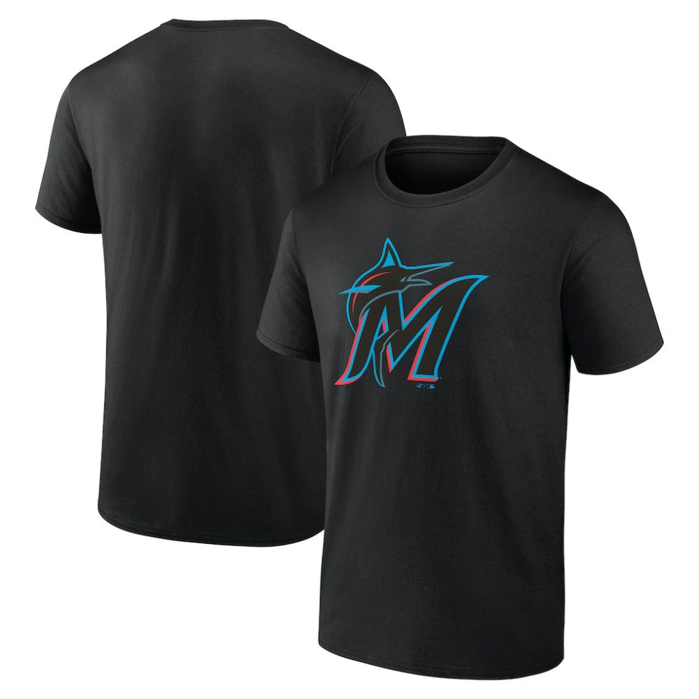 Miami Marlins Profile Big & Tall Primary Logo T-Shirt - Black