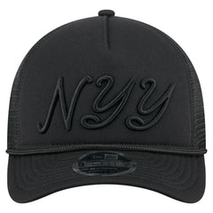 New York Yankees City Initial 9FORTY A-Frame M-Crown Adjustable Trucker Hat - Black | New Era