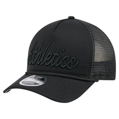 Athletics City Initial 9FORTY A-Frame M-Crown Adjustable Trucker Hat - Black | New Era