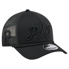 Pittsburgh Pirates City Initial 9FORTY A-Frame M-Crown Adjustable Trucker Hat - Black | New Era