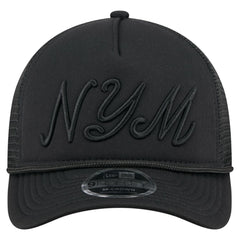 New York Mets City Initial 9FORTY A-Frame M-Crown Adjustable Trucker Hat - Black | New Era