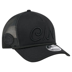 Cincinnati Reds City Initial 9FORTY A-Frame M-Crown Adjustable Trucker Hat - Black | New Era