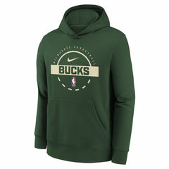 Milwaukee Bucks Youth 2025/26 Club Fleece Practice Hoodie - Hunter Green | Nike for sale