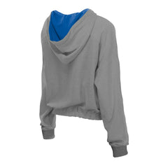 Chicago Cubs Women's Reversed Out French Terry Quarter-Zip Banded Crop Hoodie - Heather Gray | New Era