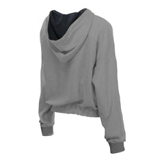 Baltimore Orioles Women's Reversed Out French Terry Quarter-Zip Banded Crop Hoodie - Heather Gray | New Era