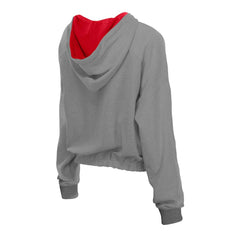 Philadelphia Phillies Women's Reversed Out French Terry Quarter-Zip Banded Crop Hoodie - Heather Gray | New Era