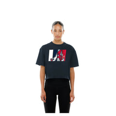 Atlanta Braves Women's Boxy Foil Logo T-Shirt - Navy | New Era