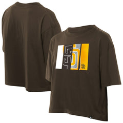San Diego Padres Women's Boxy Foil Logo T-Shirt - Brown | New Era