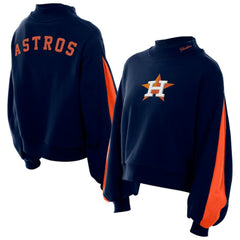 Houston Astros Women's Mock Neck Balloon Sleeve Sweatshirt - Navy | New Era