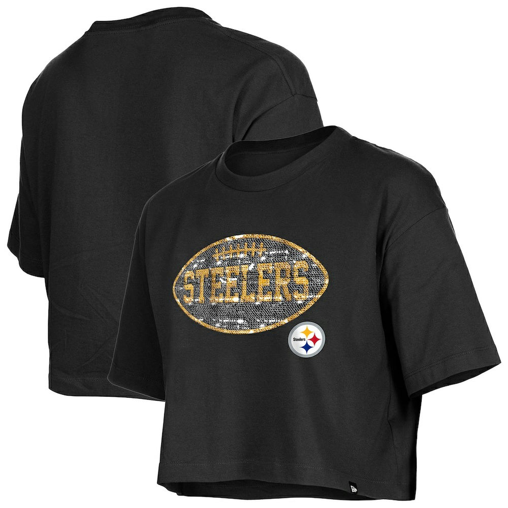 NFL Pittsburgh Steelers Girl's Flip Sequin Boxy T-Shirt
