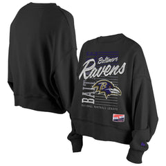 NFL Baltimore Ravens Women's Oversized Throwback Mineral Wash Crew Neck Sweatshirt