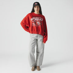 NFL San Francisco 49ers Women's Oversized Throwback Mineral Wash Crew Neck Sweatshirt