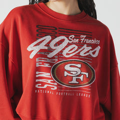 NFL San Francisco 49ers Women's Oversized Throwback Mineral Wash Crew Neck Sweatshirt