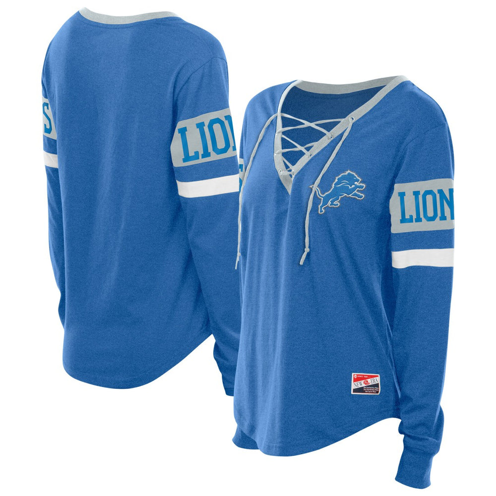 NFL Detroit Lions Women's Throwback Lace-Up Long-Sleeve T-Shirt