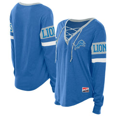 NFL Detroit Lions Women's Throwback Lace-Up Long-Sleeve T-Shirt