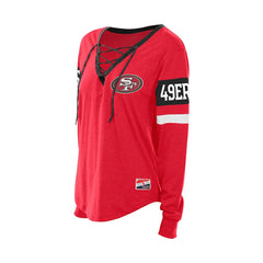 NFL San Francisco 49ers Women's Throwback Lace-Up Long-Sleeve T-Shirt