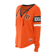 NFL Cincinnati Bengals Women's Throwback Lace-Up Long-Sleeve T-Shirt