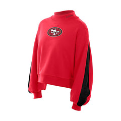 NFL San Francisco 49ers Women's Sport Night Mock Neck Balloon Sleeve Pullover Sweatshirt
