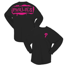 Philadelphia Phillies Women's Neon Jersey Long Sleeve T-Shirt - Black