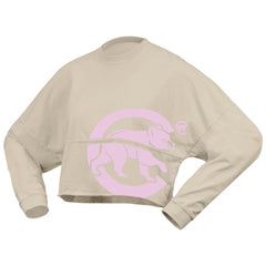 Chicago Cubs Women's Floral Preppy Cropped Long Sleeve T-Shirt - Cream