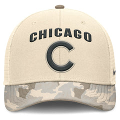 Chicago Cubs Camo Natural Pack Rise Adjustable Trucker Hat - Natural | Nike