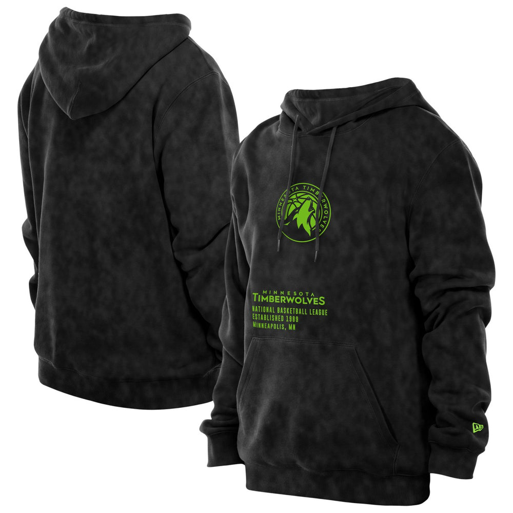 Minnesota Timberwolves Sport Night Mineral Wash Pullover Hoodie - Black | New Era for sale