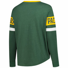 NFL Green Bay Packers Women's Plus Size Throwback Lace-Up Long Sleeve T-Shirt