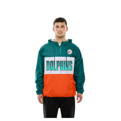 NFL Miami Dolphins Ripstop Quarter-Zip Hooded Windbreaker