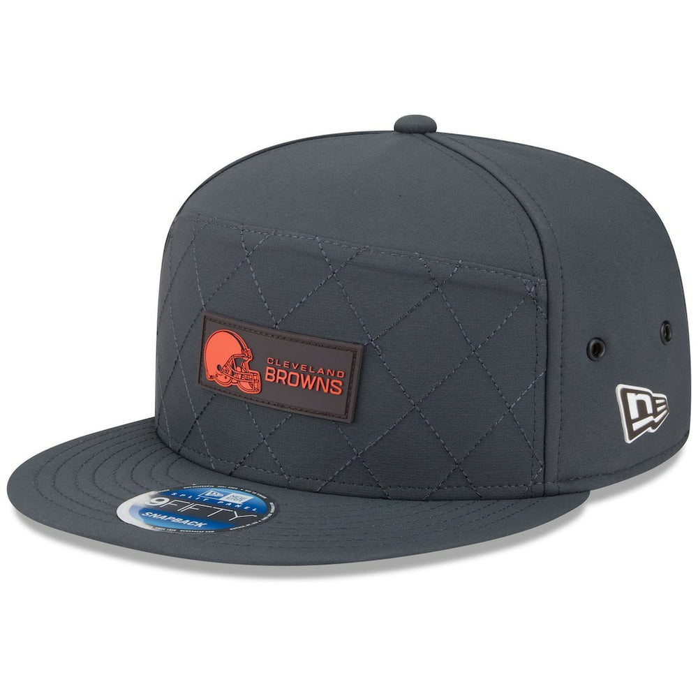 NFL Cleveland Browns 2025 Sideline Cold Weather Split Panel 9FIFTY Snapback Hat