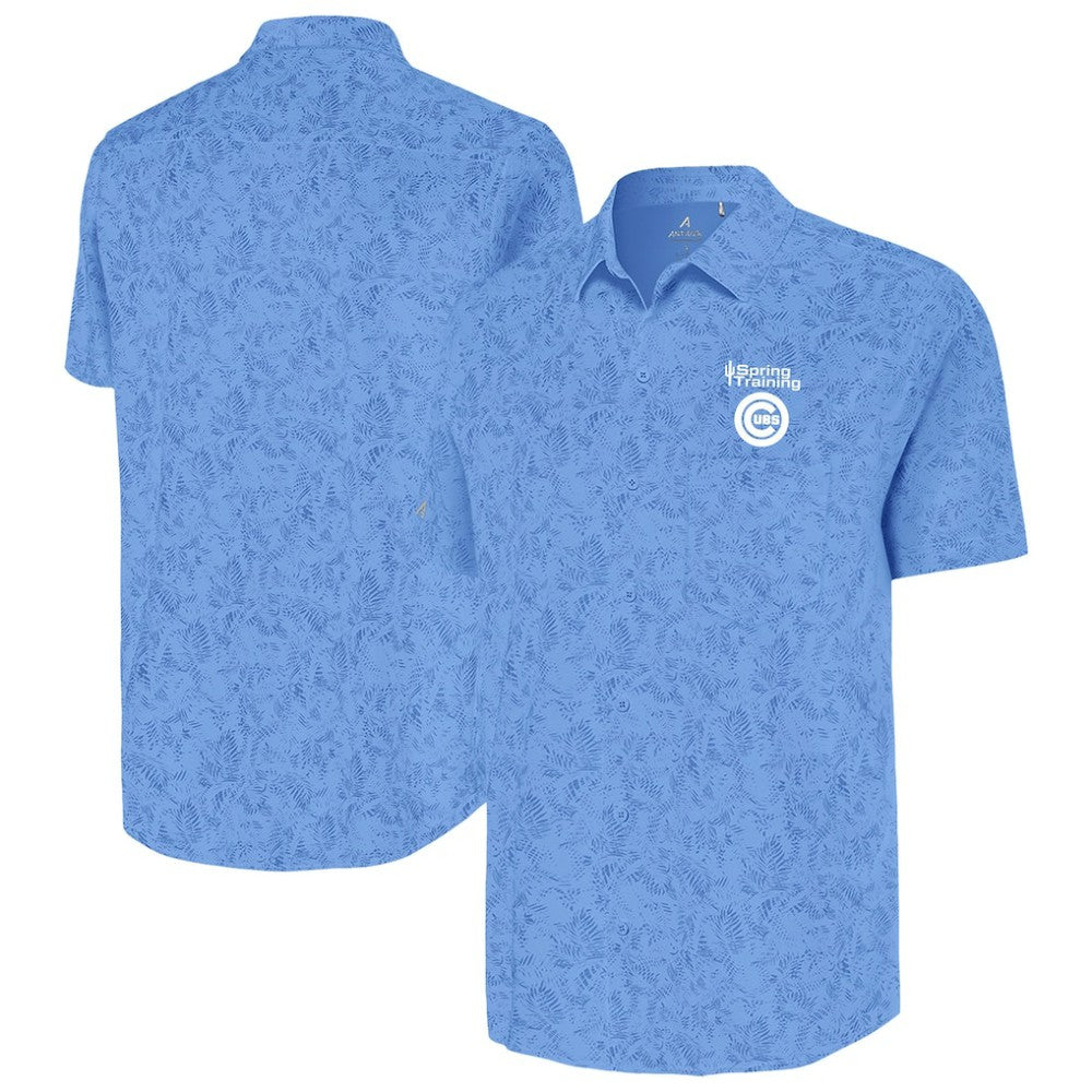 Chicago Cubs Antigua Cactus Spring Training Lush Button-Up Shirt - Powder Blue