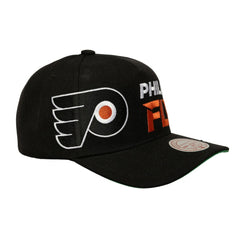 Philadelphia Flyers Mitchell & Ness Busted Logo Wordmark Wrap-Around Pro Pinch Adjustable Hat