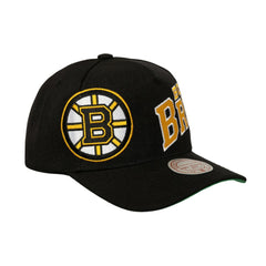 Boston Bruins Mitchell & Ness Busted Logo Wordmark Wrap-Around Pro Pinch Adjustable Hat