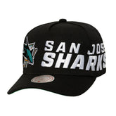 San Jose Sharks Mitchell & Ness Busted Logo Wordmark Wrap-Around Pro Pinch Adjustable Hat