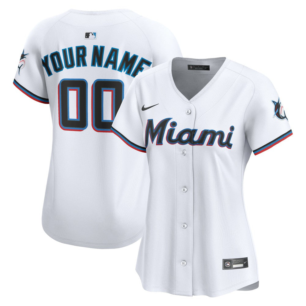 Miami Marlins Women's Home Limited Custom Jersey - White | Nike