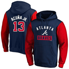 Ronald Acuna Jr. Atlanta Braves Profile Big & Tall Name & Number Fleece Pullover Hoodie - Navy