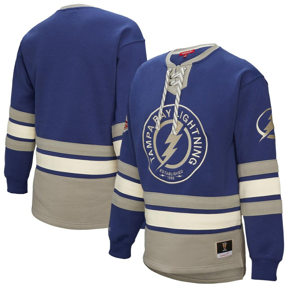Tampa Bay Lightning Mitchell & Ness Women's Heritage Lace-Up Pullover Sweatshirt
