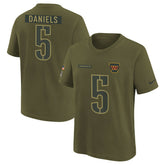 NFL Washington Commanders Jayden Daniels Youth 2025 Salute to Service Name & Number T-Shirt
