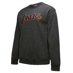 Los Angeles Lakers Black Out Collection Snow Washed Vintage Logo Pullover Sweatshirt - Black | Mitchell & Ness online