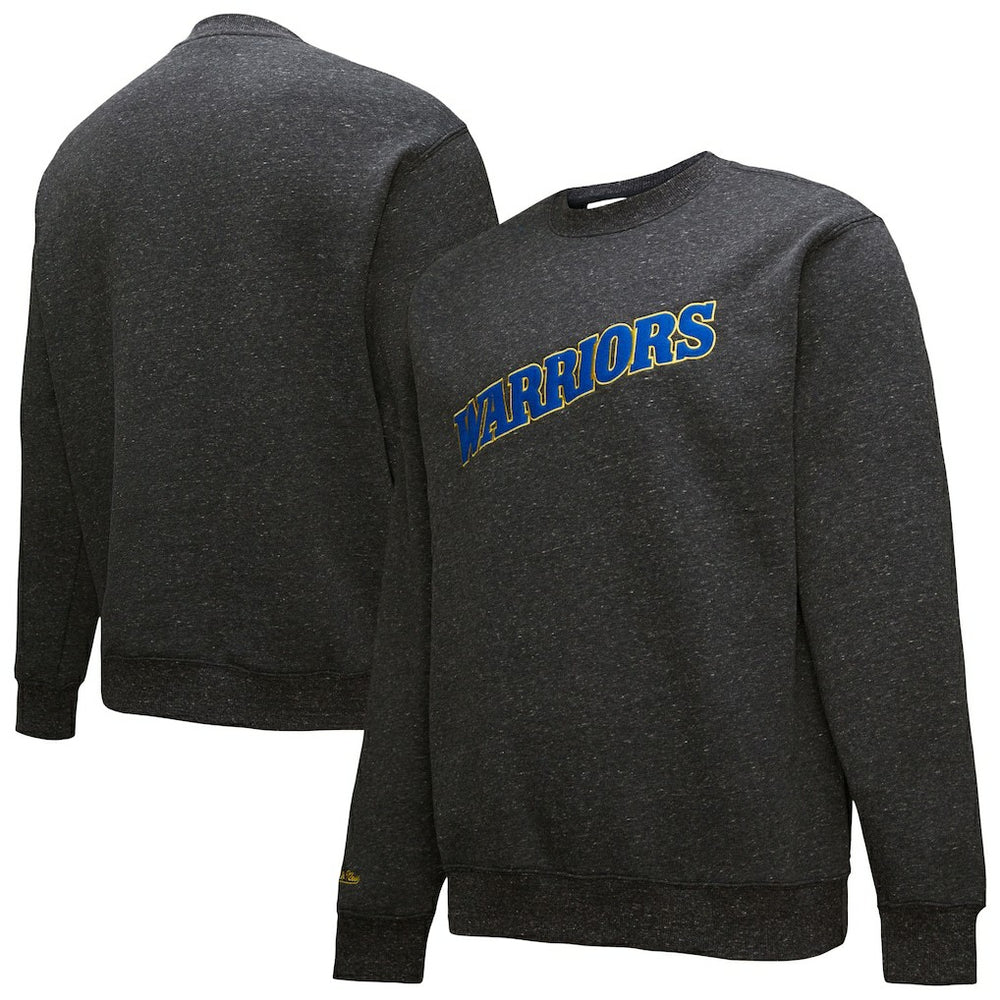 Golden State Warriors Black Out Collection Snow Washed Vintage Logo Pullover Sweatshirt sale - Black | Mitchell & Ness discount